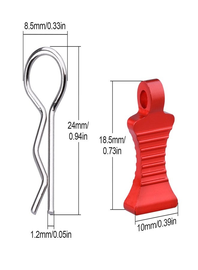 CrazyHobby 1/10 RC Car Body Clips Pins with Pull Tabs R Clips for All 1:10 1/12 Scale Axial Redcat HPI Himoto HSP Exceed RC Car Parts Truck Buggy Shell Replacement, Set of 4 (Red) - Image 2